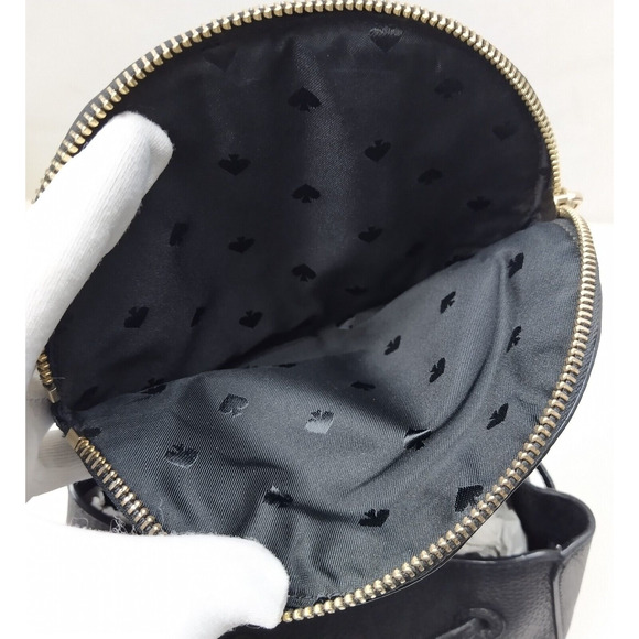 Kate Spade New York Black Pebbled Leather Zipper Flap Drawstring Backpack main image 10